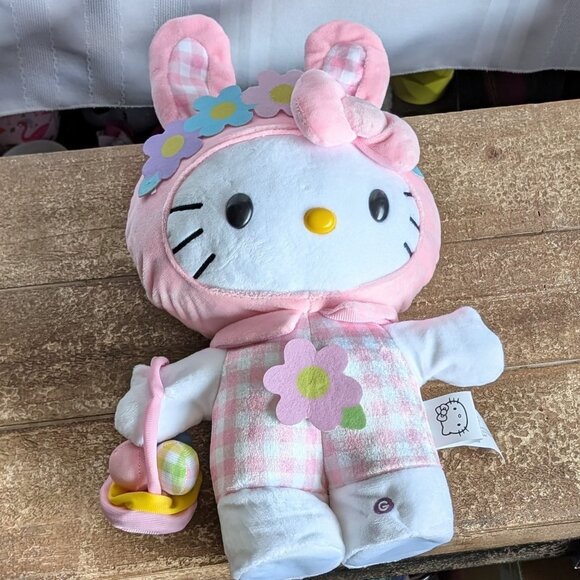 Sanrio Hello Kitty  Easter Bunny Animated/Musical Side Stepper Plush NWOT - Picture 2 of 6
